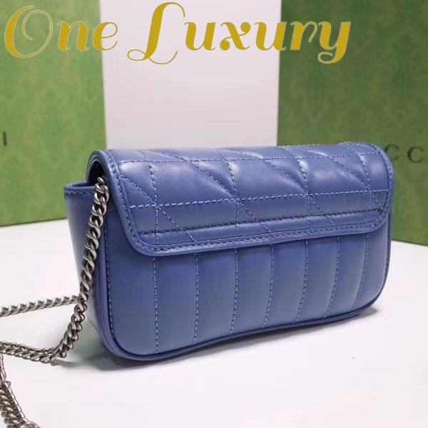 Replica Gucci Women GG Marmont Super Mini Bag Blue Matelassé Leather Double G 5