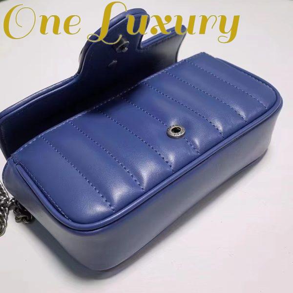 Replica Gucci Women GG Marmont Super Mini Bag Blue Matelassé Leather Double G 6