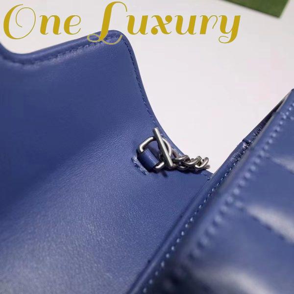 Replica Gucci Women GG Marmont Super Mini Bag Blue Matelassé Leather Double G 12