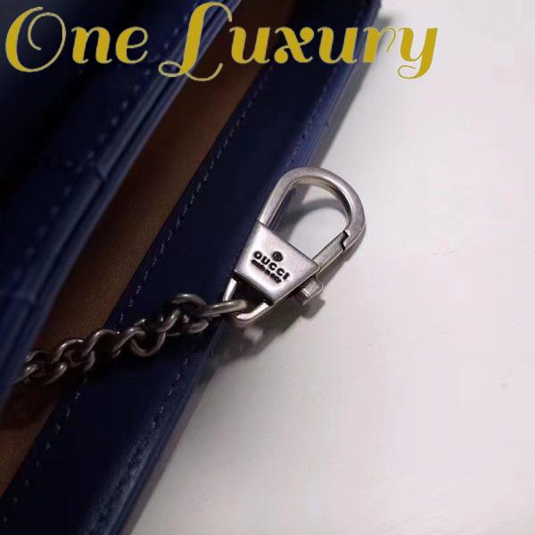 Replica Gucci Women GG Marmont Super Mini Bag Blue Matelassé Leather Double G 13