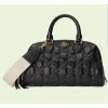 Replica Gucci Women GG Matelassé Leather Medium Bag Black Double G Gold-Toned Hardware