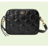 Replica Gucci Women GG Matelassé Leather Small Bag Black Double G Zip Closure