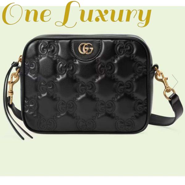 Replica Gucci Women GG Matelassé Leather Small Bag Black Double G Zip Closure 2
