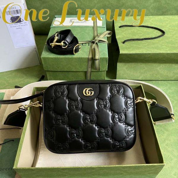 Replica Gucci Women GG Matelassé Leather Small Bag Black Double G Zip Closure 3