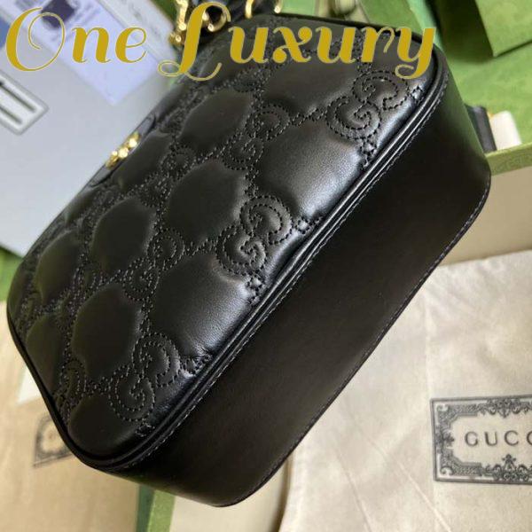 Replica Gucci Women GG Matelassé Leather Small Bag Black Double G Zip Closure 5