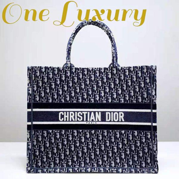 Replica Dior Women Dior Book Tote Blue Dior Oblique Embroidery 4