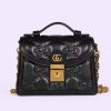 Replica Gucci Women GG Matelassé Small Top Handle Bag Black Leather Double G