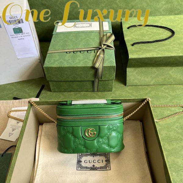 Replica Gucci Women GG Matelassé Top Handle Mini Bag Green Leather Double G 3