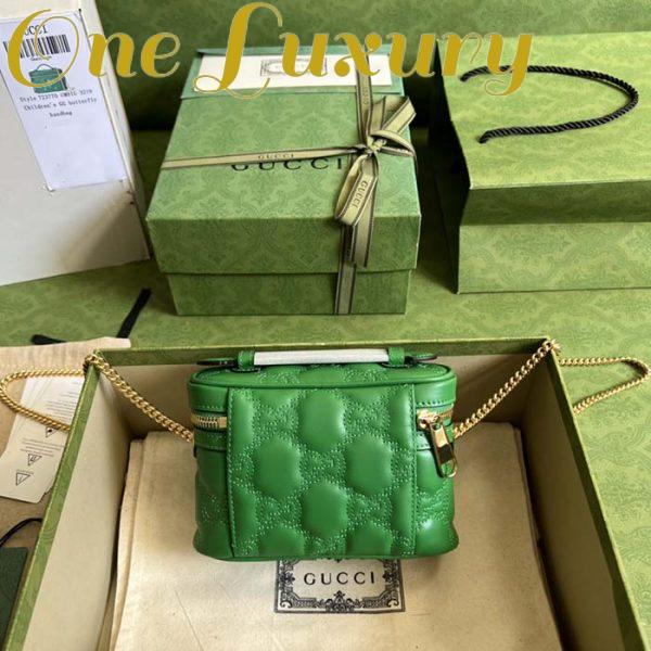Replica Gucci Women GG Matelassé Top Handle Mini Bag Green Leather Double G 4
