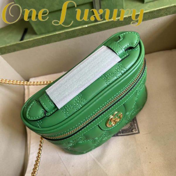 Replica Gucci Women GG Matelassé Top Handle Mini Bag Green Leather Double G 5