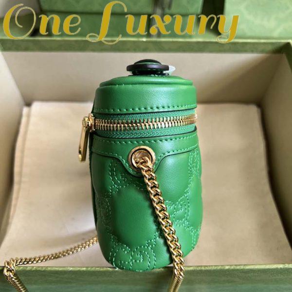 Replica Gucci Women GG Matelassé Top Handle Mini Bag Green Leather Double G 6