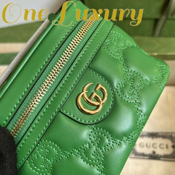 Replica Gucci Women GG Matelassé Top Handle Mini Bag Green Leather Double G 7