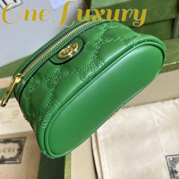 Replica Gucci Women GG Matelassé Top Handle Mini Bag Green Leather Double G 9