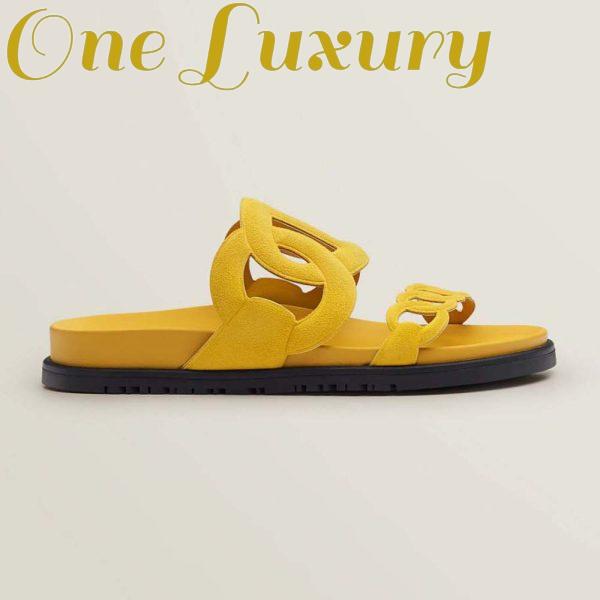 Replica Hermes Women Extra Sandal in Suede Goatskin-Yellow