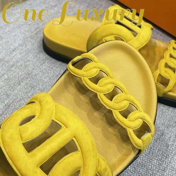 Replica Hermes Women Extra Sandal in Suede Goatskin-Yellow 9