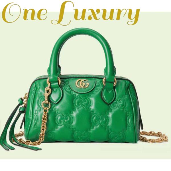 Replica Gucci Women Marmont Leather Mini Bag Bright Green GG Matelassé Leather 2