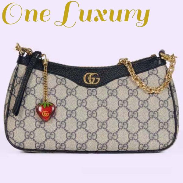 Replica Gucci Women Ophidia GG Small Handbag Beige Blue GG Supreme Canvas Double G