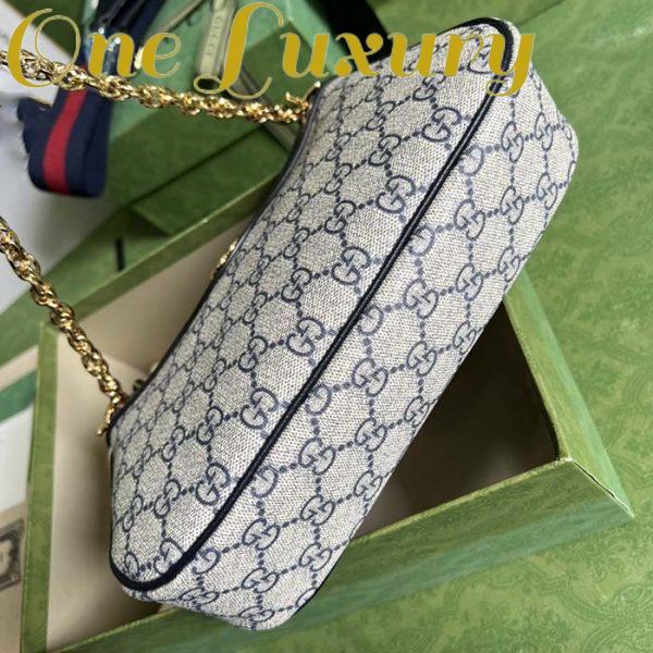 Replica Gucci Women Ophidia GG Small Handbag Beige Blue GG Supreme Canvas Double G 7