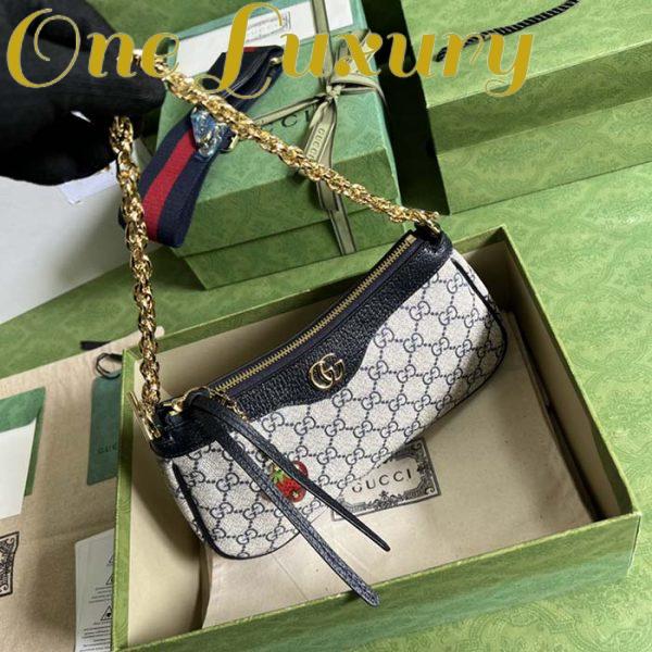 Replica Gucci Women Ophidia GG Small Handbag Beige Blue GG Supreme Canvas Double G 9