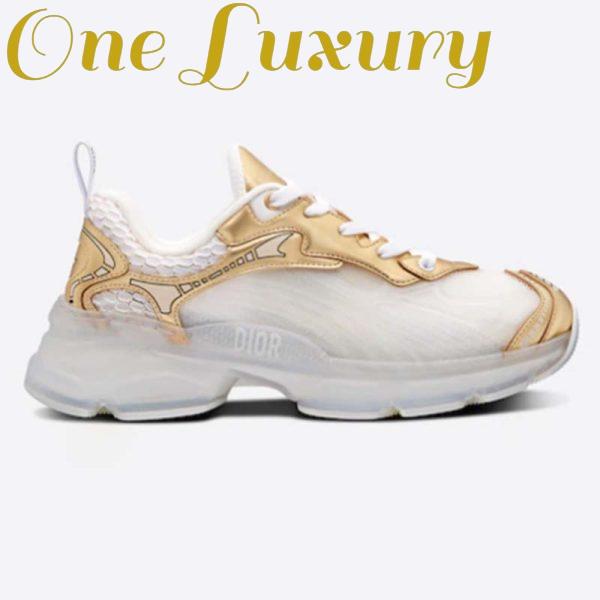 Replica Dior Women CD Shoes Dior Vibe Sneaker White Mesh Gold Tone Technical Fabric