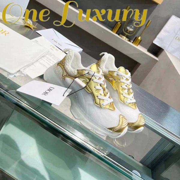 Replica Dior Women CD Shoes Dior Vibe Sneaker White Mesh Gold Tone Technical Fabric 3