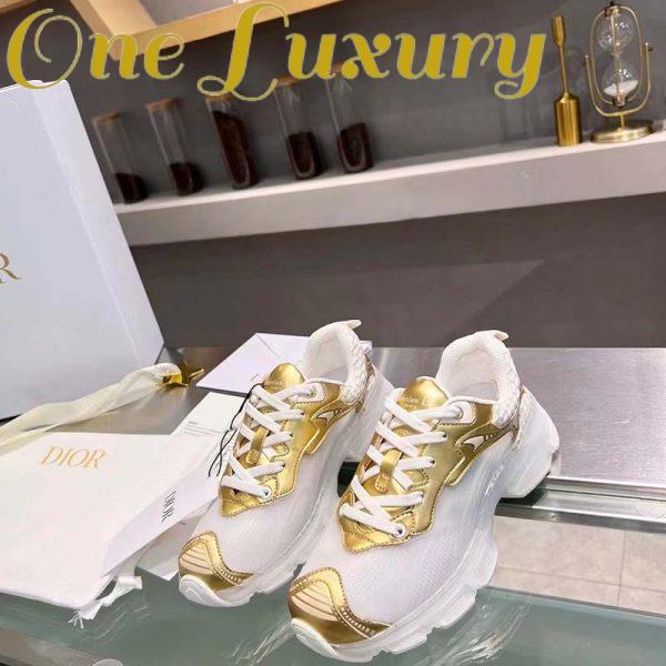 Replica Dior Women CD Shoes Dior Vibe Sneaker White Mesh Gold Tone Technical Fabric 4