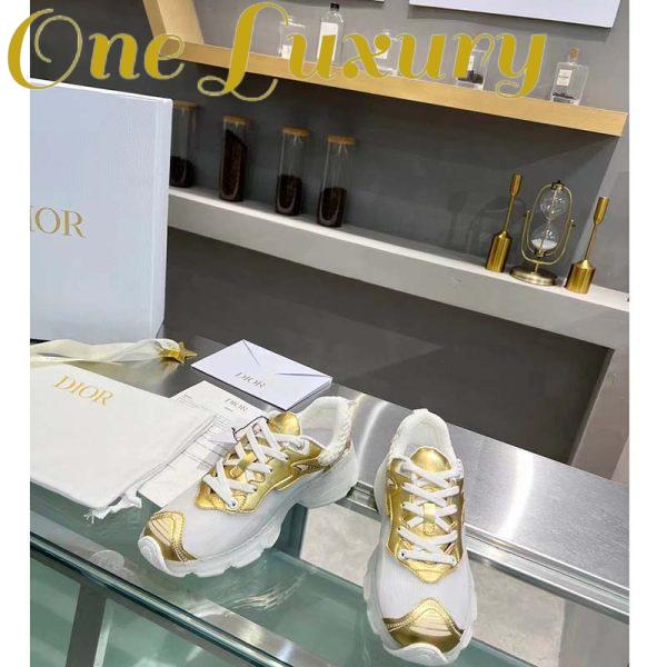Replica Dior Women CD Shoes Dior Vibe Sneaker White Mesh Gold Tone Technical Fabric 6