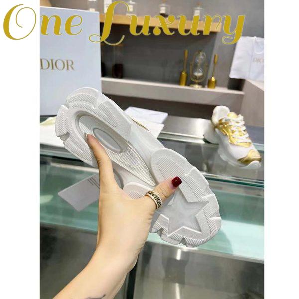 Replica Dior Women CD Shoes Dior Vibe Sneaker White Mesh Gold Tone Technical Fabric 9