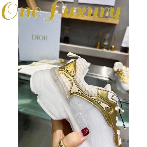 Replica Dior Women CD Shoes Dior Vibe Sneaker White Mesh Gold Tone Technical Fabric 10