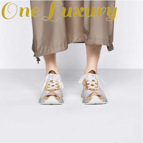 Replica Dior Women CD Shoes Dior Vibe Sneaker White Mesh Gold Tone Technical Fabric 12