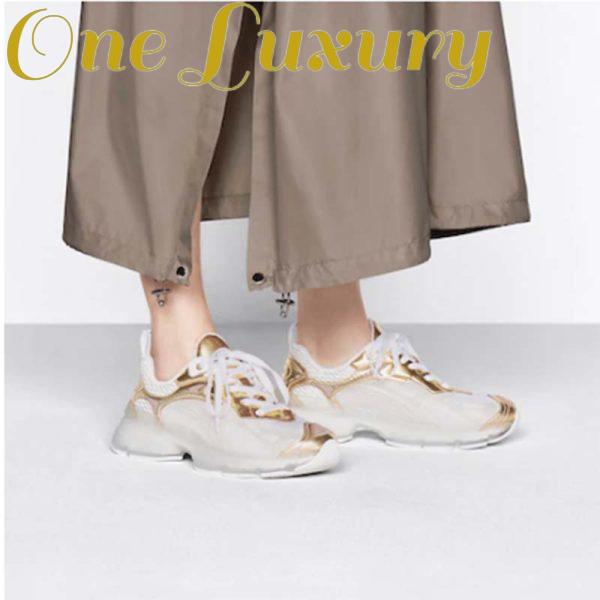 Replica Dior Women CD Shoes Dior Vibe Sneaker White Mesh Gold Tone Technical Fabric 13