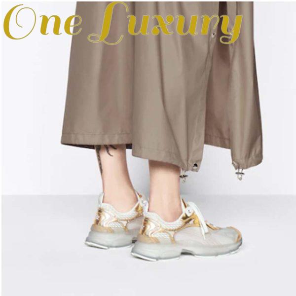 Replica Dior Women CD Shoes Dior Vibe Sneaker White Mesh Gold Tone Technical Fabric 14
