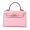 Replica Hermes Women Mini Kelly 20 Bag Epsom Leather Gold Hardware-Pink