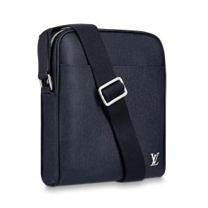 Replica Louis Vuitton LV Men Alex Messenger Bag in Taiga Cowhide Leather-Black