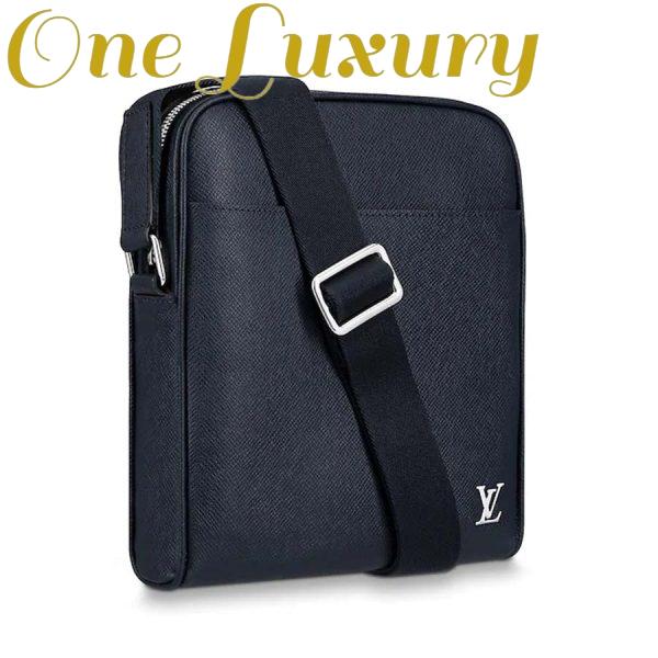 Replica Louis Vuitton LV Men Alex Messenger Bag in Taiga Cowhide Leather-Black