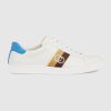 Replica Gucci GG Unisex Ace Sneaker with Interlocking G White Leather Light Blue