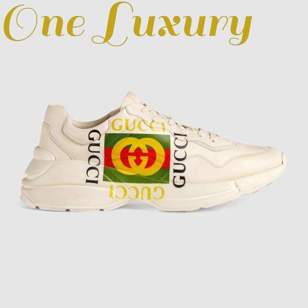 Replica Gucci Men Rhyton Gucci Logo Leather Sneaker-Beige