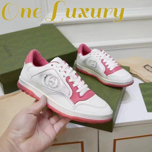 Replica Gucci Unisex GG MAC80 Sneakers Off White Pink Leather Round Toe Rubber Flat 7