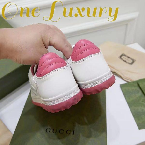 Replica Gucci Unisex GG MAC80 Sneakers Off White Pink Leather Round Toe Rubber Flat 8