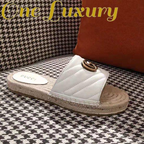 Replica Gucci Women Leather Espadrille Sandal-White 5