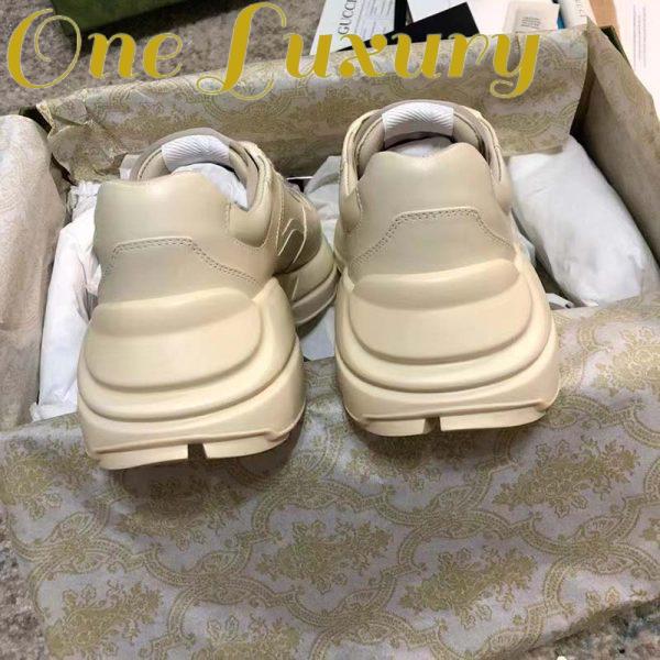 Replica Gucci Unisex GG Rhyton Heart Sneaker Ivory Leather Interlocking G Low 5 cm Heel 6