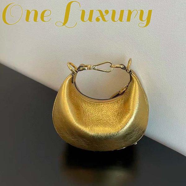 Replica Fendi Women FF Fendigraphy Gold Leather Charm 3