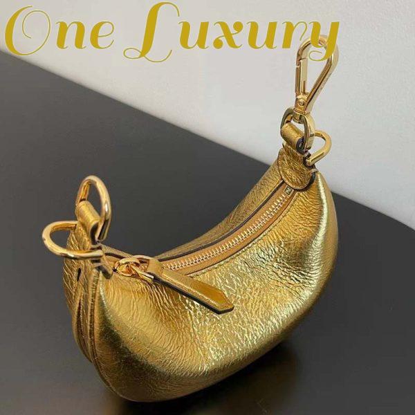 Replica Fendi Women FF Fendigraphy Gold Leather Charm 4
