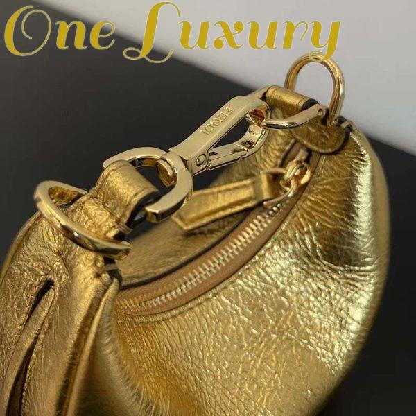 Replica Fendi Women FF Fendigraphy Gold Leather Charm 5