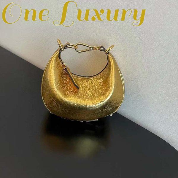 Replica Fendi Women FF Fendigraphy Gold Leather Charm 7