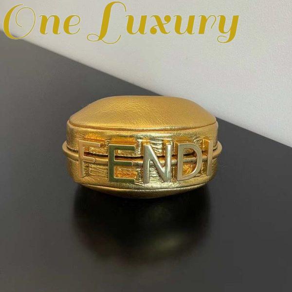 Replica Fendi Women FF Fendigraphy Gold Leather Charm 8