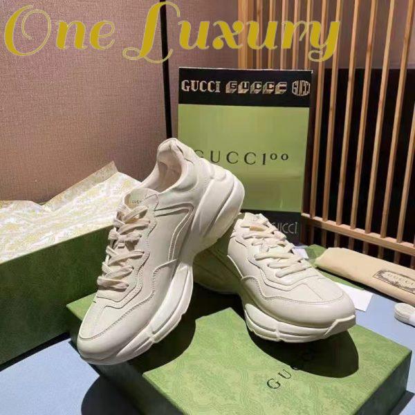 Replica Gucci Unisex GG Rhyton Love Parade Sneaker Ivory Leather Rubber Sole Low Heel 5