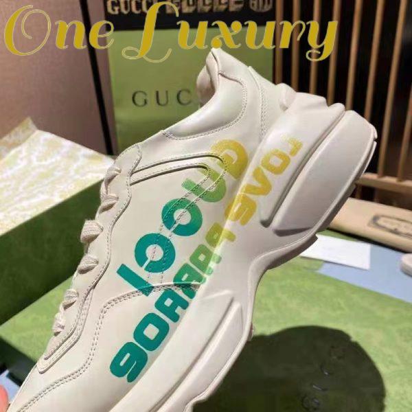 Replica Gucci Unisex GG Rhyton Love Parade Sneaker Ivory Leather Rubber Sole Low Heel 8