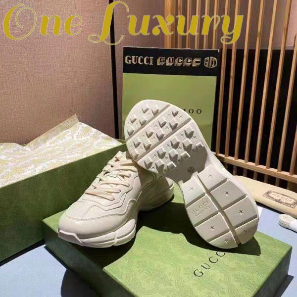 Replica Gucci Unisex GG Rhyton Love Parade Sneaker Ivory Leather Rubber Sole Low Heel 9
