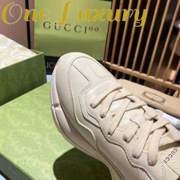 Replica Gucci Unisex GG Rhyton Love Parade Sneaker Ivory Leather Rubber Sole Low Heel 10